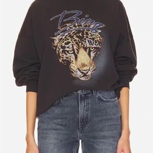 Anine Bing Black Graphic Cheetah/Tiger Sweatshirt XS
